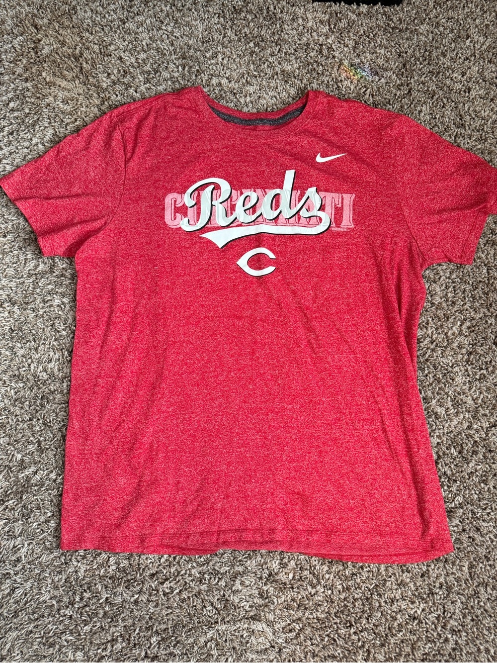 Nike MLB Cincinnati Reds Script Graphic T-Shirt Heather Red Size XL